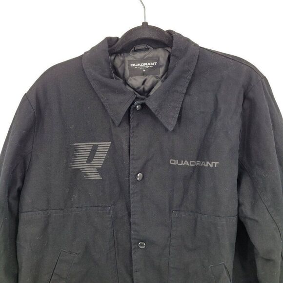 Quadrant Mens Black Canvas Logo Jacket M Cotton Barn Bomber Streetwear Skater - Picture 4 of 11